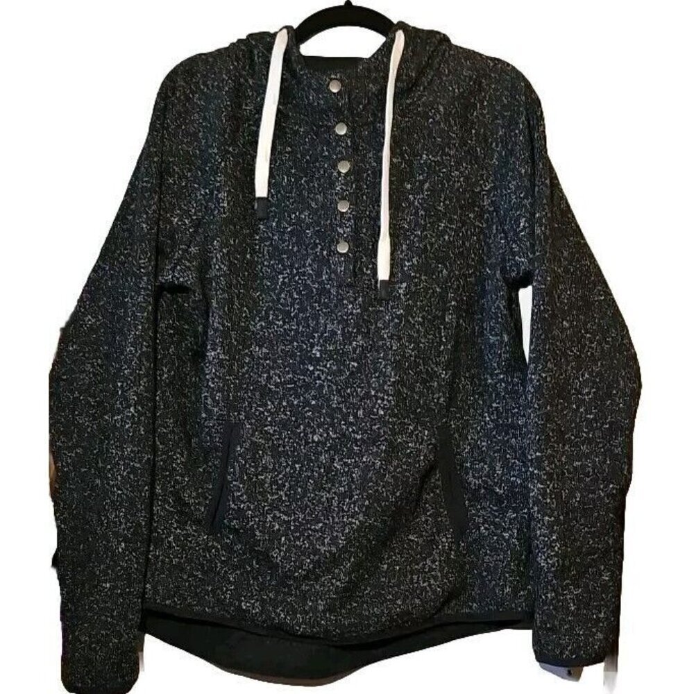 Thread & Supply Women’s Quarter Button Up Black/Gray Pockets Hoodie - XLarge